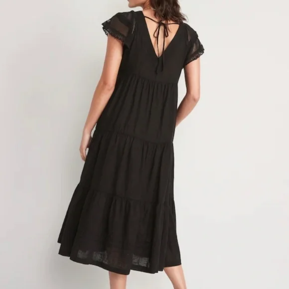 Old Navy Women's S Black Flutter Sleeve Maxi Dress - Picture 2 of 14